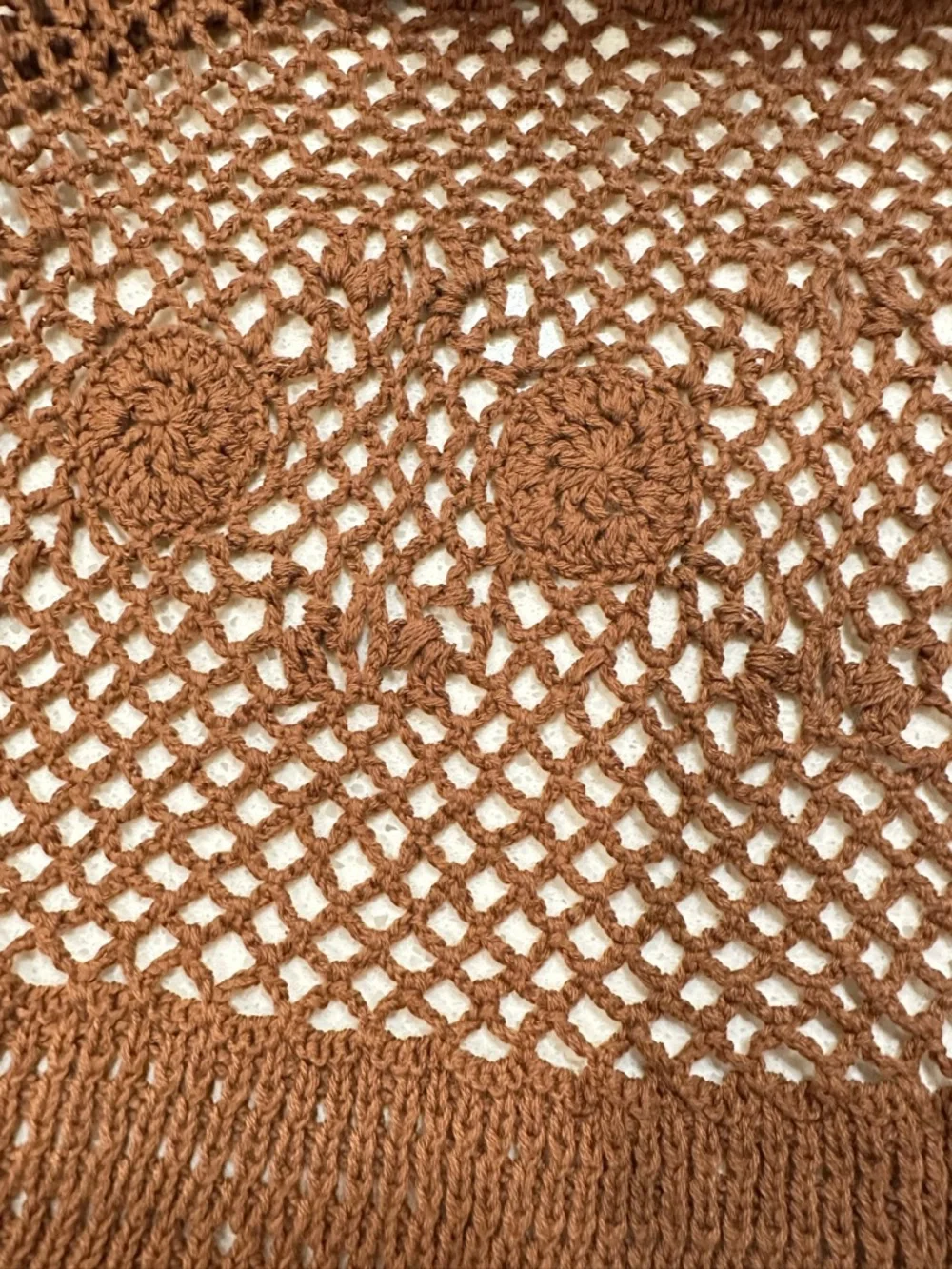 Free People Crochet Maxi Skirt Brown Boho Slit FP Beach S - Picture 8 of 9